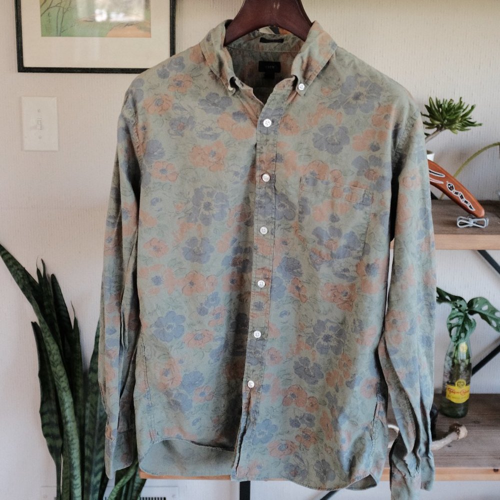 J. Crew Button Down Shirt Floral Green Paisley